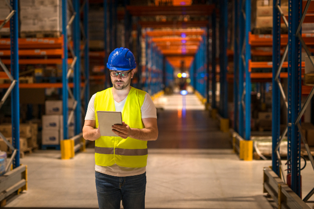 Engineer in a warehouse